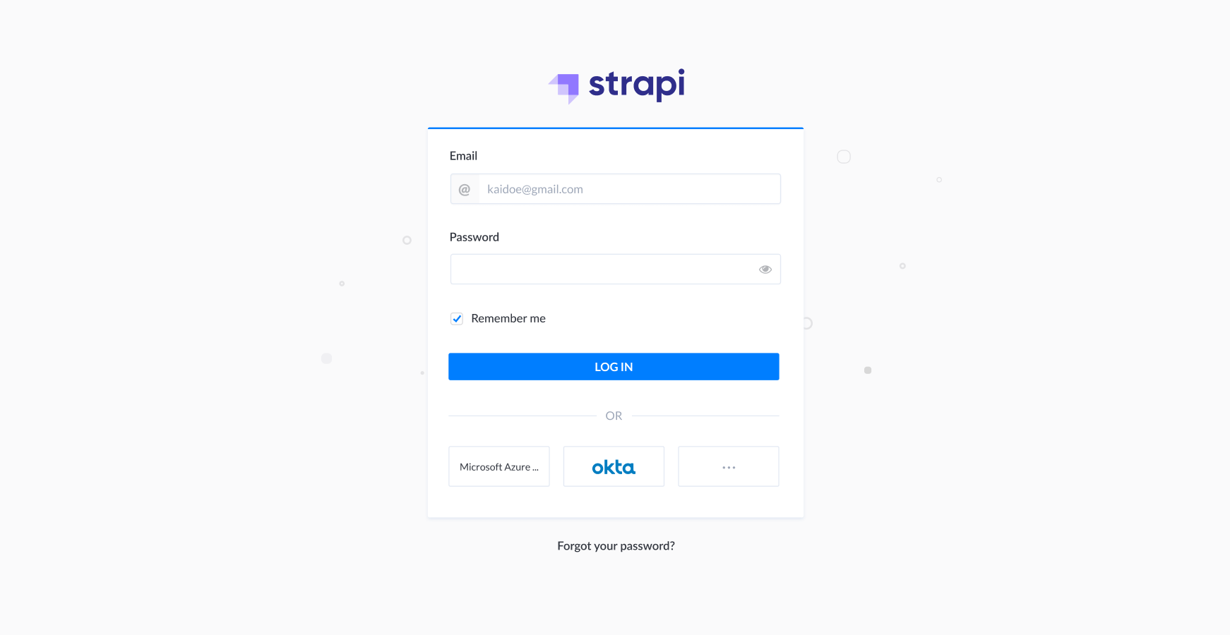 Login page with SSO activated